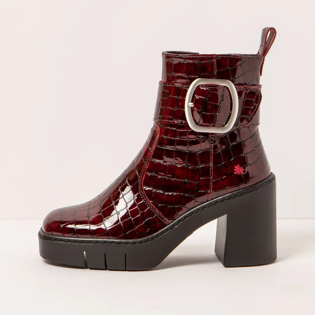 ART COMPANY - Bottine Berna - Cuir croco brillant - Bordeaux