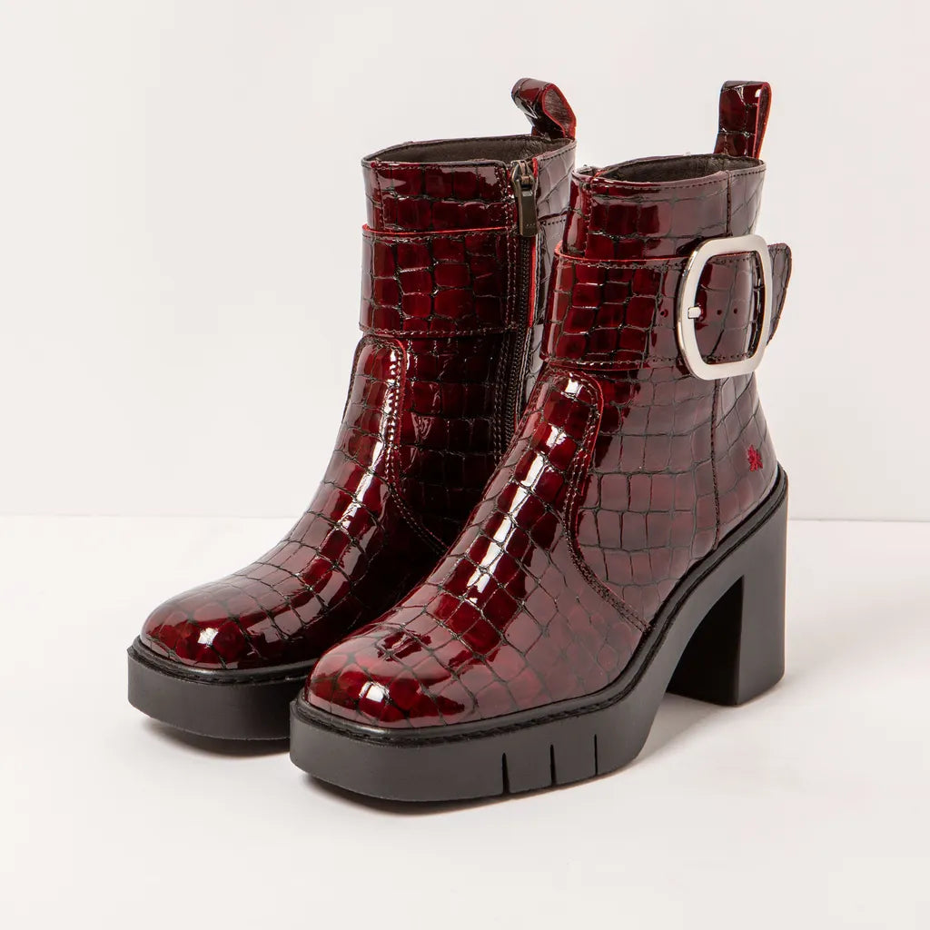 ART COMPANY - Bottine Berna - Cuir croco brillant - Bordeaux