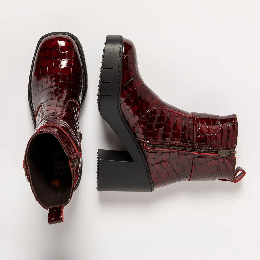 ART COMPANY - Bottine Berna - Cuir croco brillant - Bordeaux