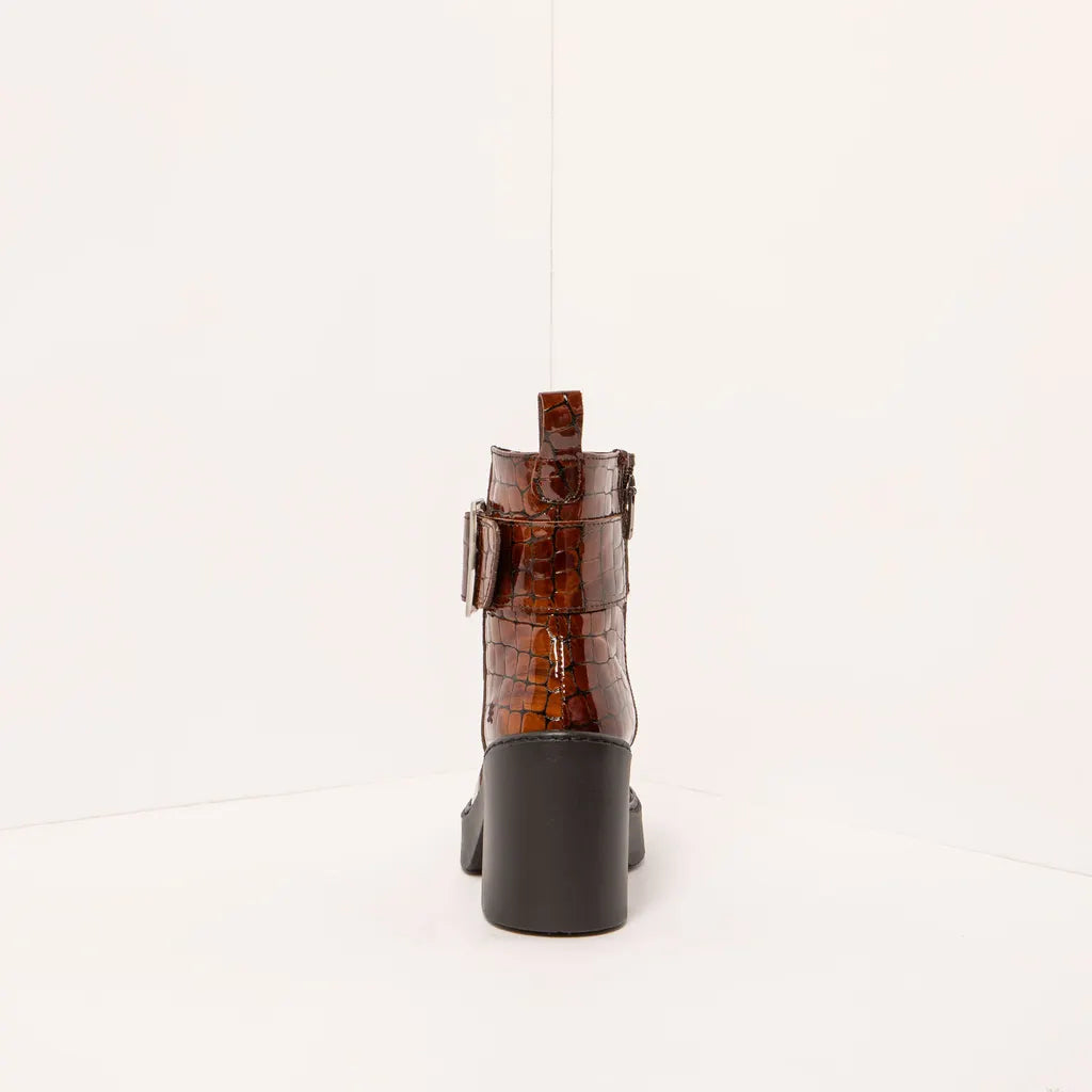 ART COMPANY - Bottine Berna - Cuir croco brillant - Marron