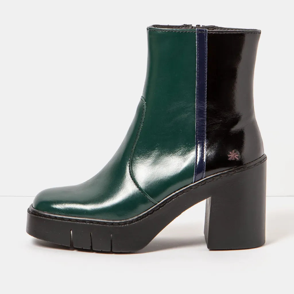 ART COMPANY - Bottine Berna - Vert et noir brillant