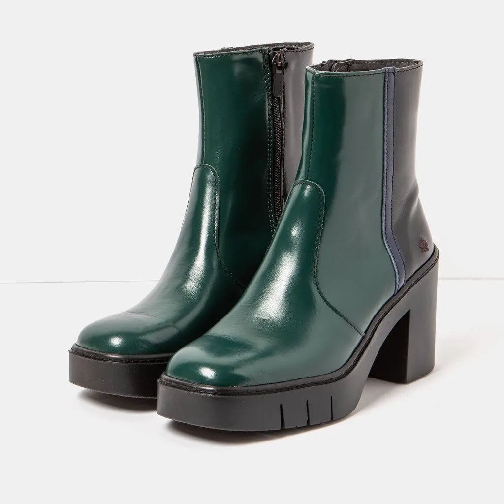 ART COMPANY - Bottine Berna - Vert et noir brillant