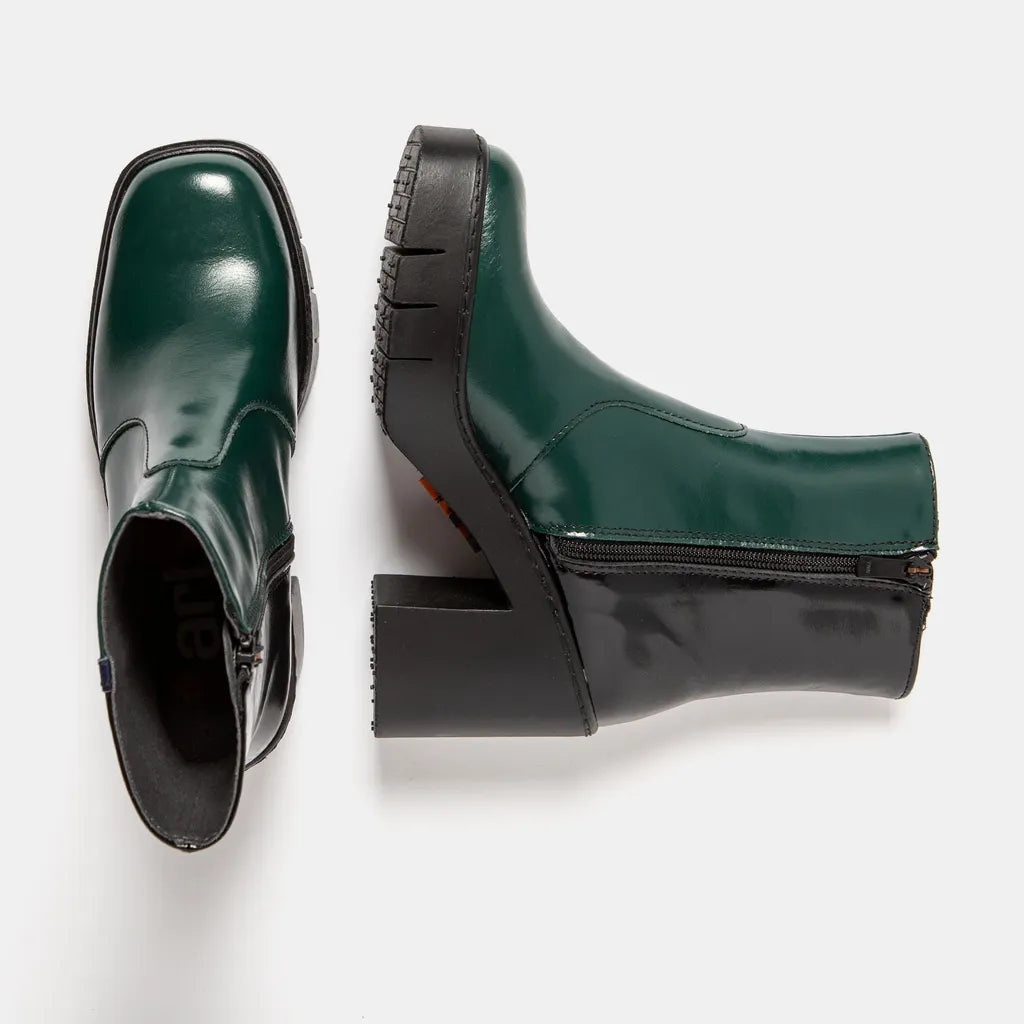 ART COMPANY - Bottine Berna - Vert et noir brillant