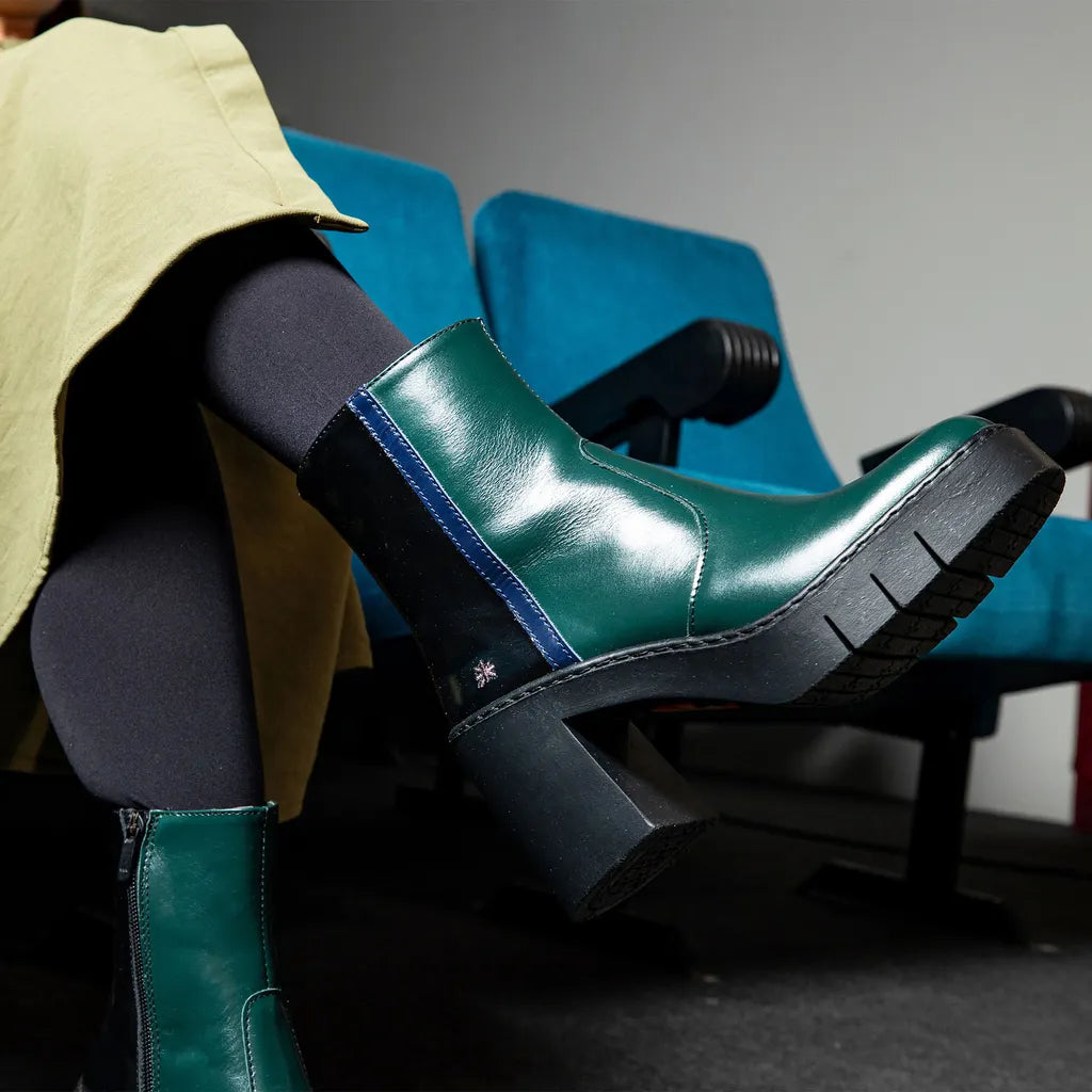 ART COMPANY - Bottine Berna - Vert et noir brillant