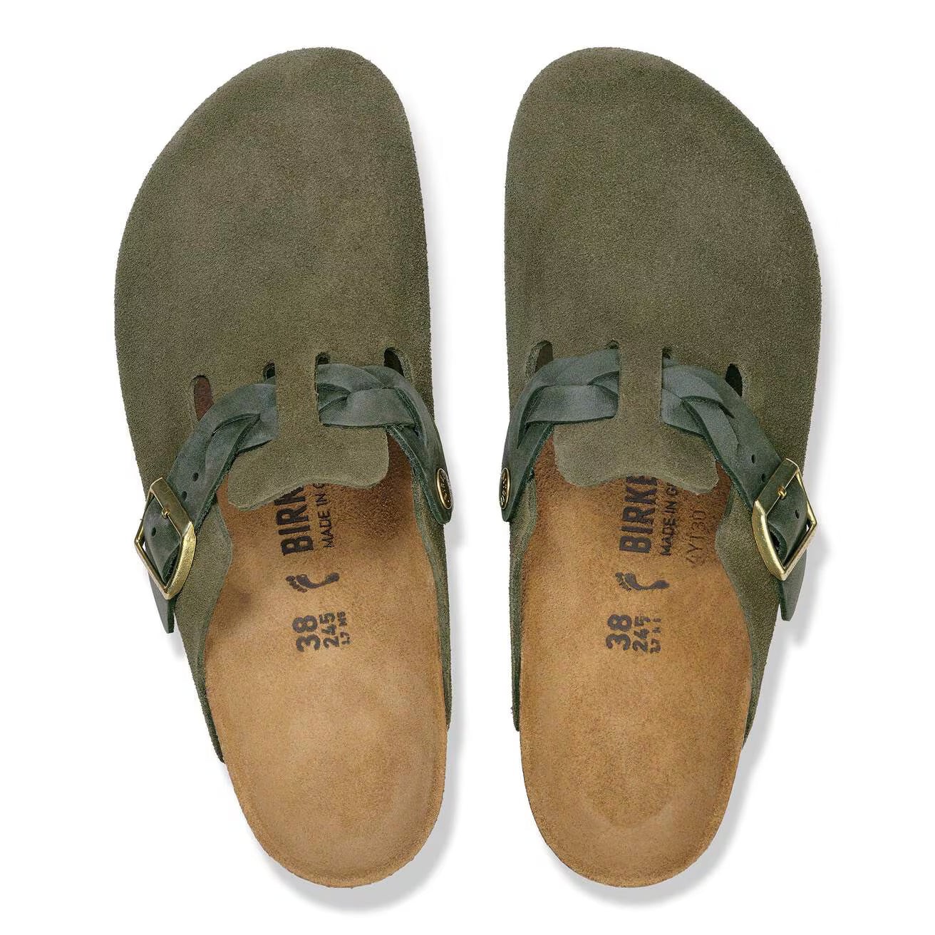 BIRKENSTOCK - Mule BOSTON BRAIDED - Suède - Thyme
