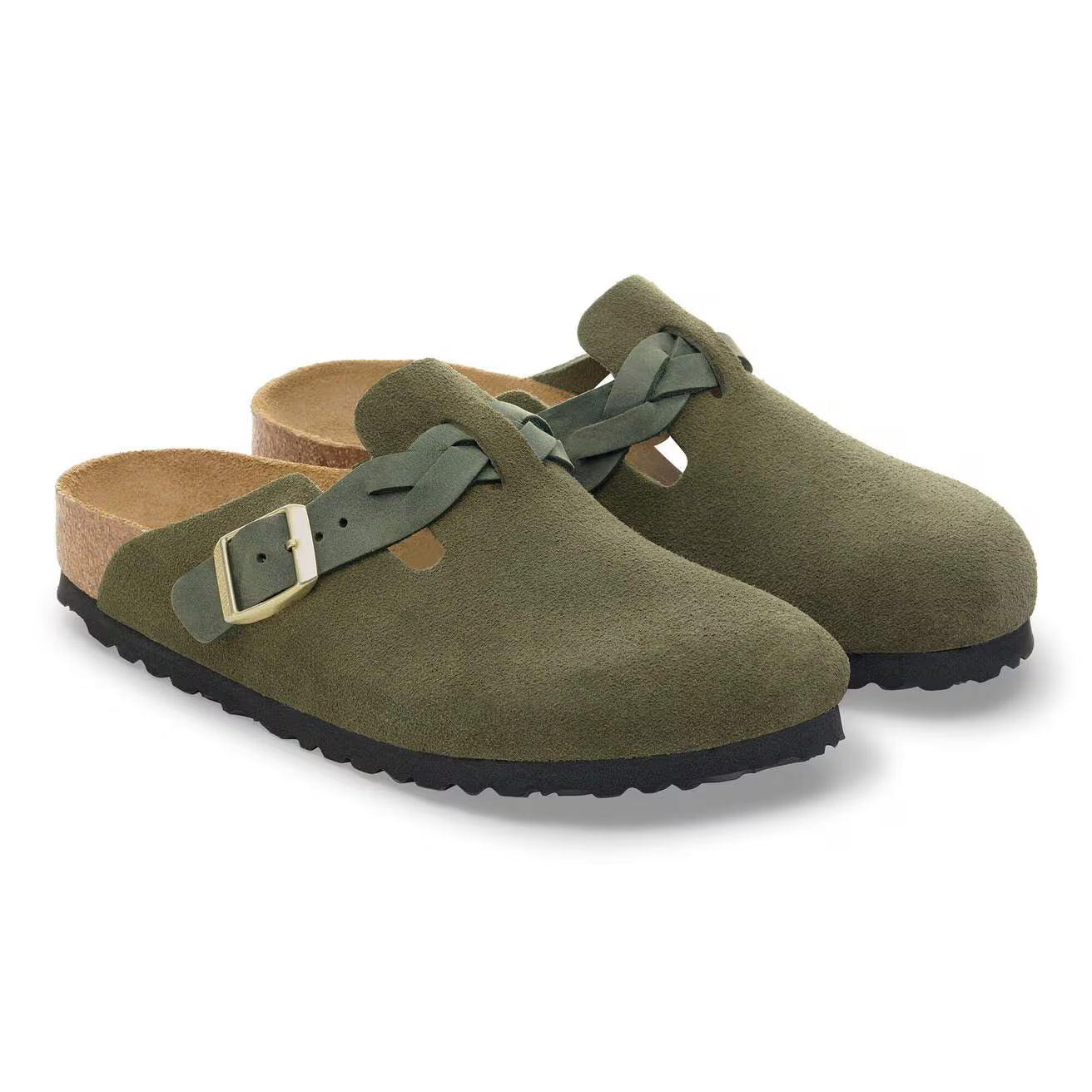 BIRKENSTOCK - Mule BOSTON BRAIDED - Suède - Thyme