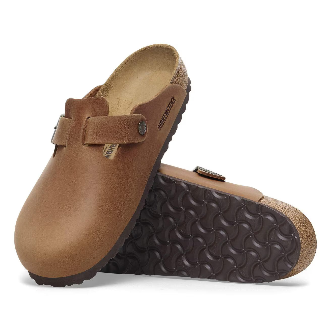 BIRKENSTOCK - Mule BOSTON - Cuir huilé - Cognac