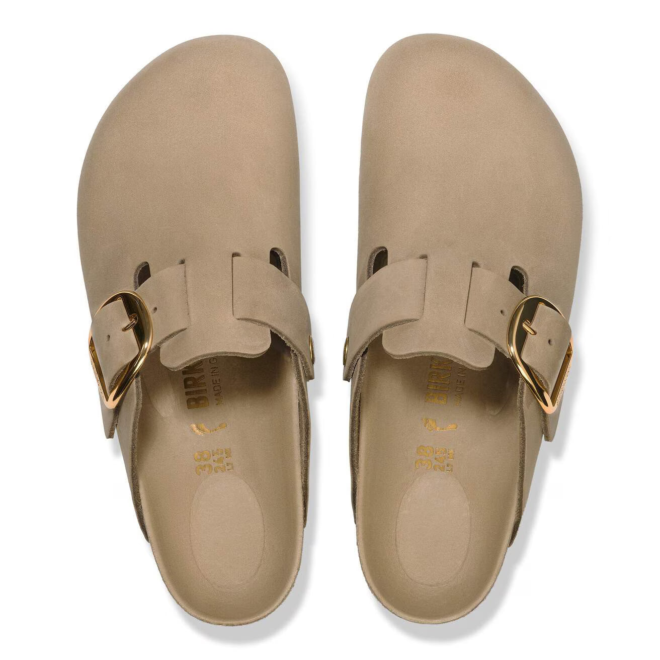 BIRKENSTOCK - Sabot BOSTON - Grosse boucle dorée - Cuir huilé - Tobacco Brown