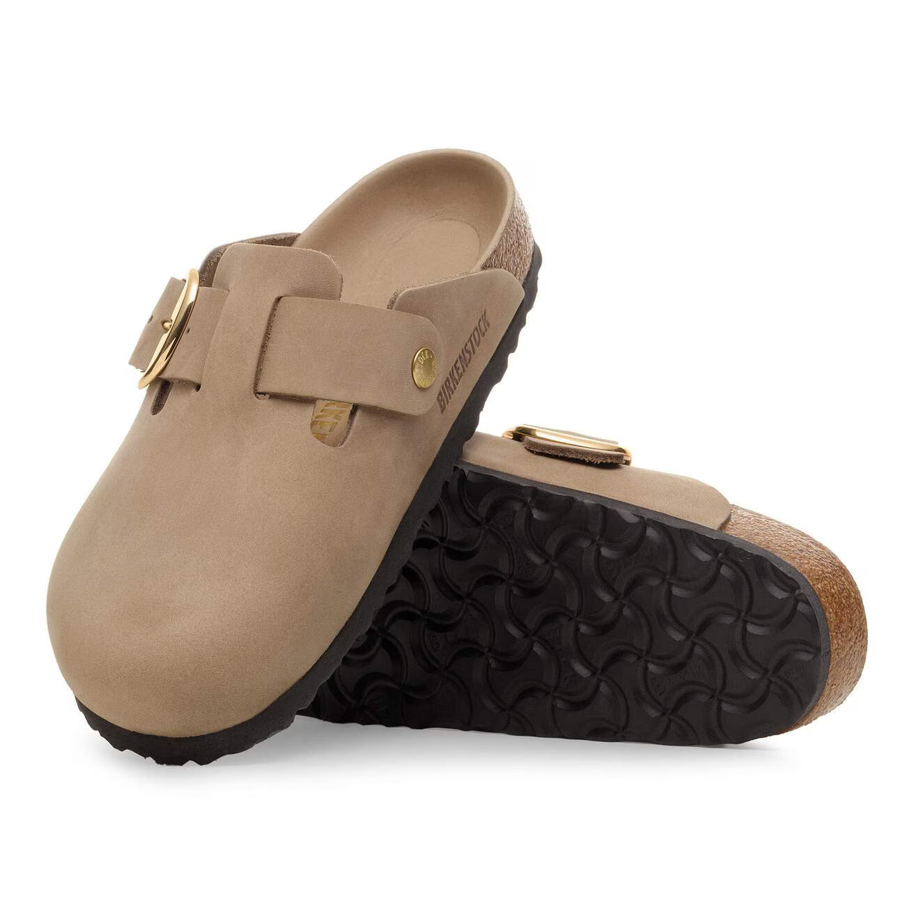 BIRKENSTOCK - Sabot BOSTON - Grosse boucle dorée - Cuir huilé - Tobacco Brown