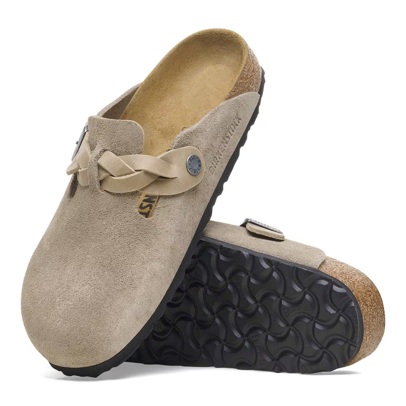 BIRKENSTOCK - Sabot BOSTON BRAIDED Suède - Taupe