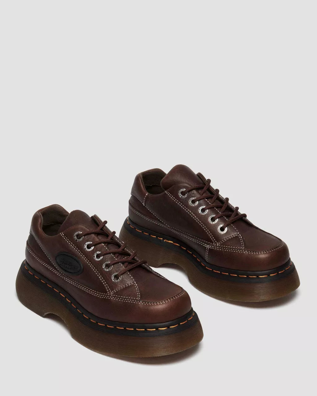 DR. MARTENS - Baskets BUZZ 5I - Cuir Grizzly - Marron foncé