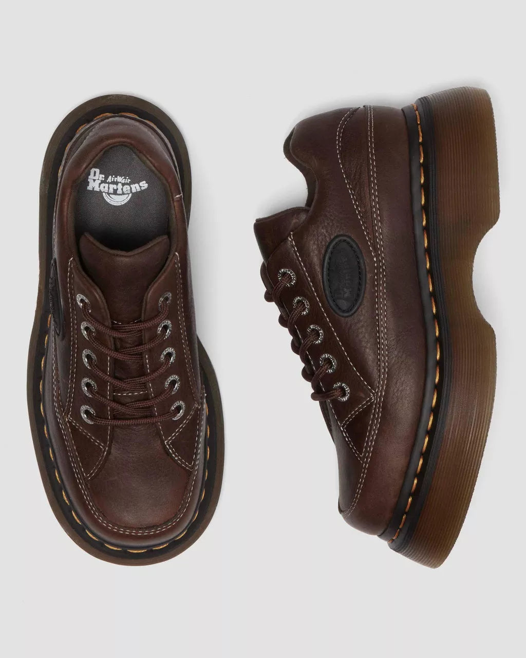 DR. MARTENS - Baskets BUZZ 5I - Cuir Grizzly - Marron foncé