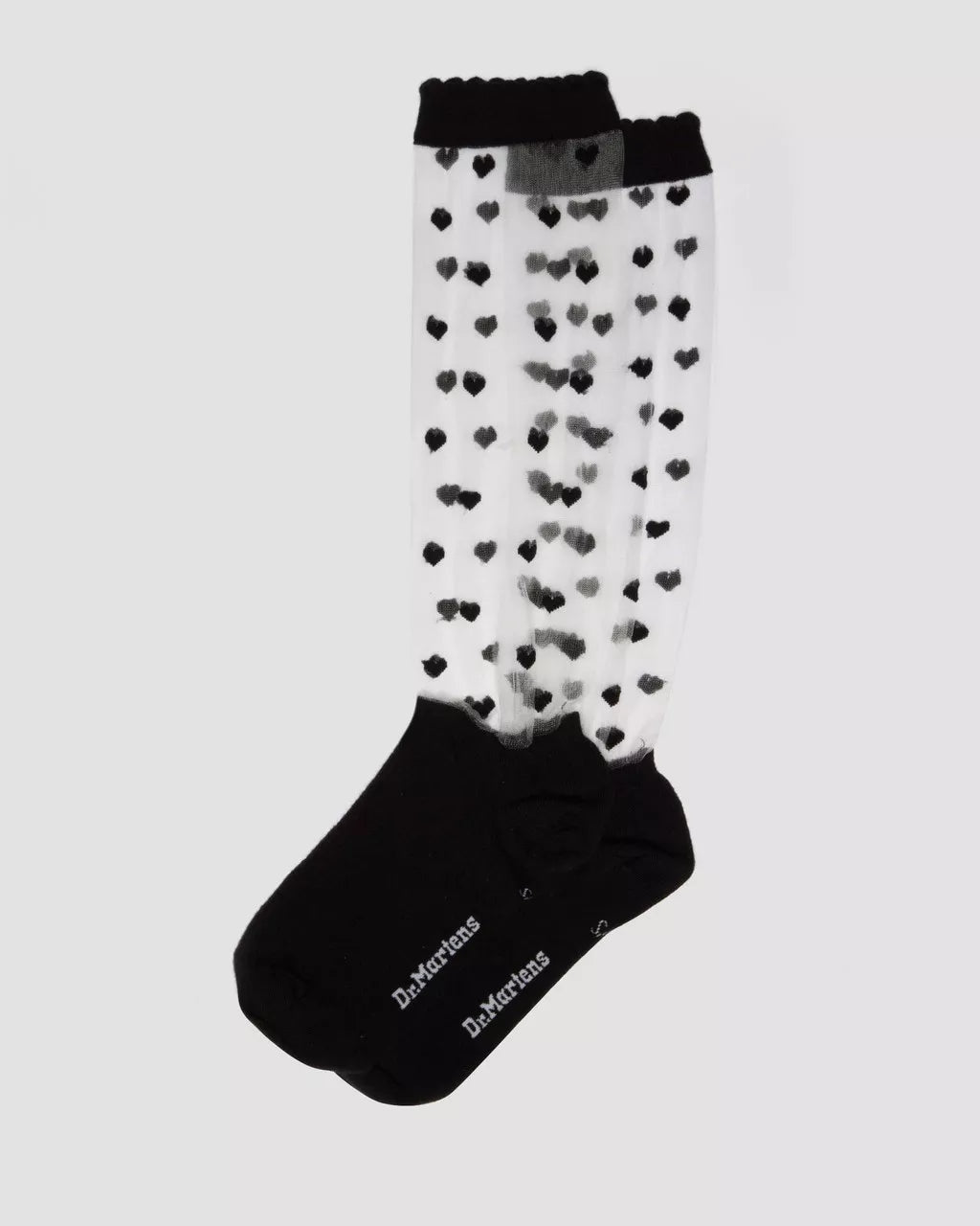 DR. MARTENS - Chaussettes mi-mollets transparentes Coeur - Noir