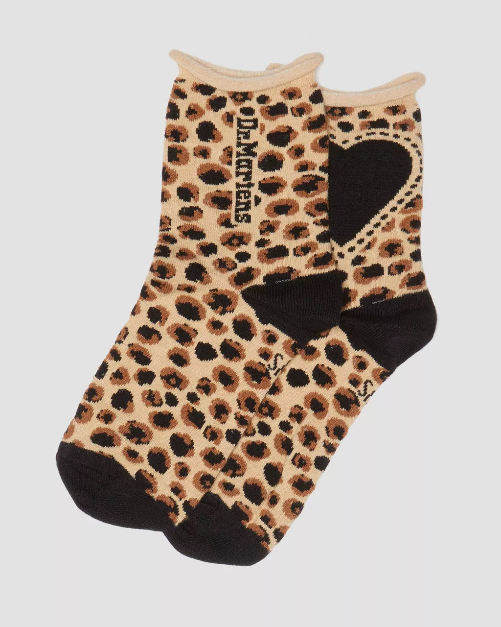 DR. MARTENS - Chaussettes basses léopard & coeur - Noir