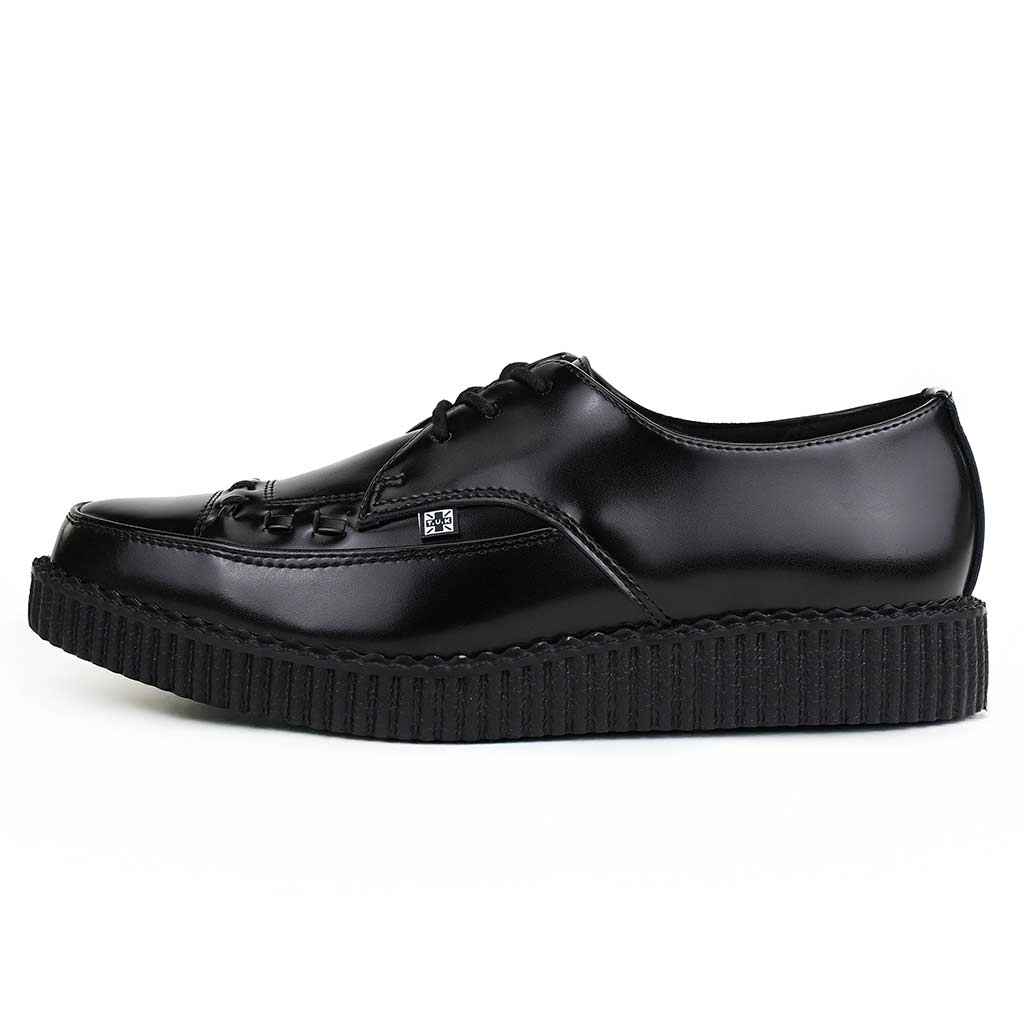TUK - Creepers basses pointues - Cuir - Noir