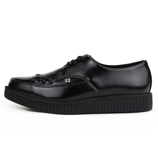 TUK - Creepers basses pointues - Cuir - Noir