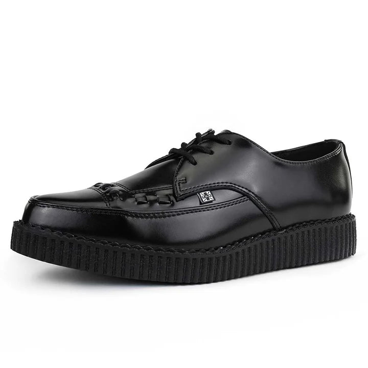TUK - Creepers basses pointues - Cuir - Noir