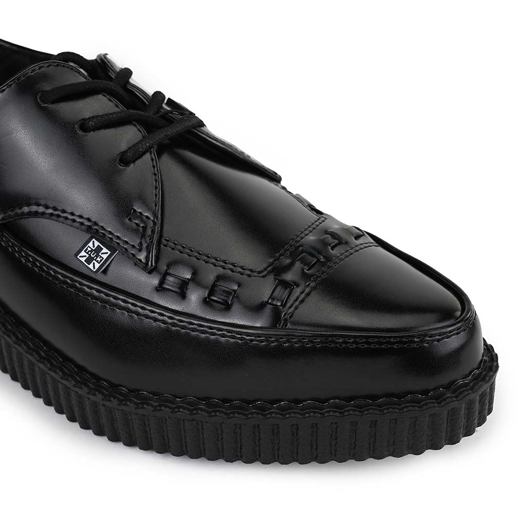 TUK - Creepers basses pointues - Cuir - Noir