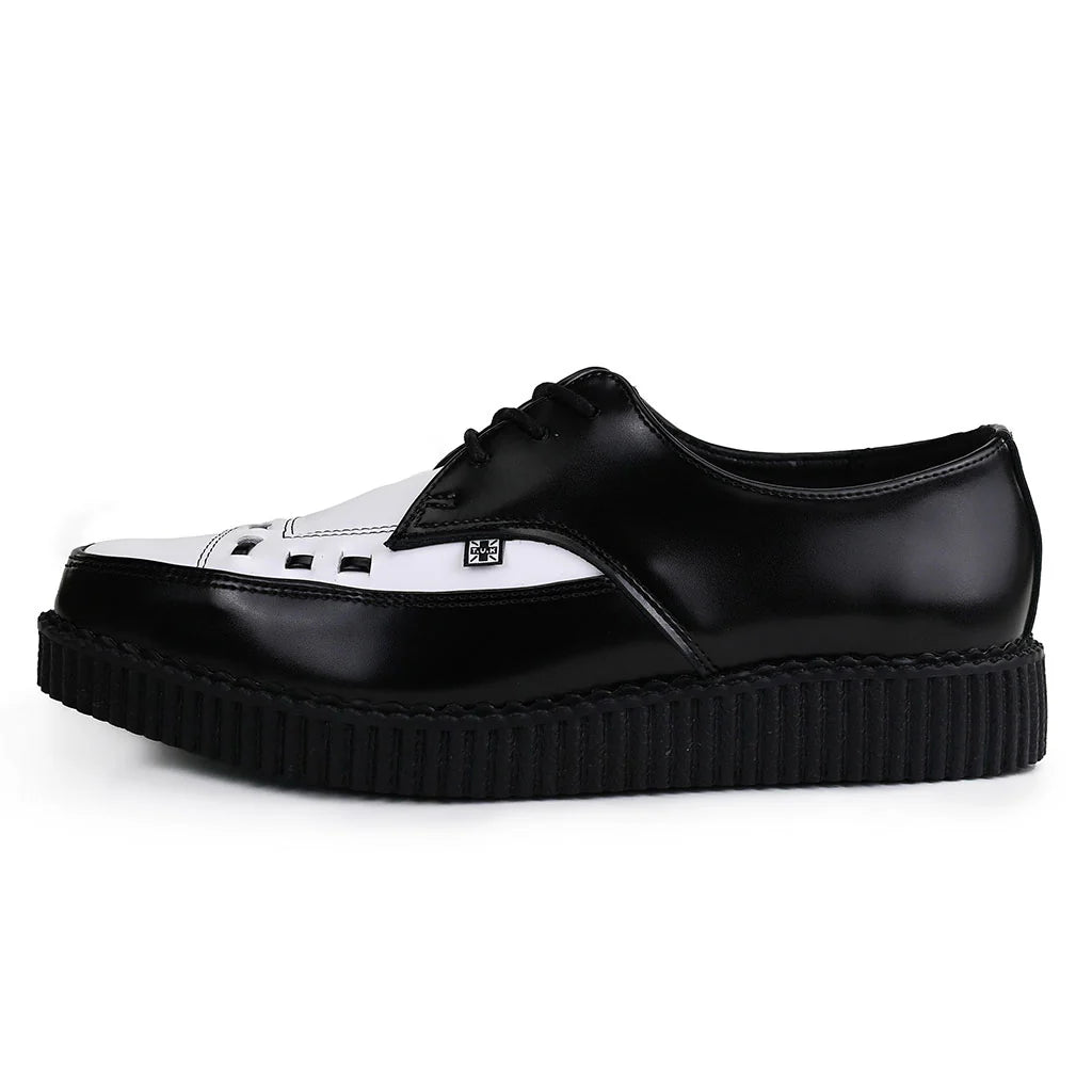 TUK - Creepers basses pointues - Cuir - Noir/blanc
