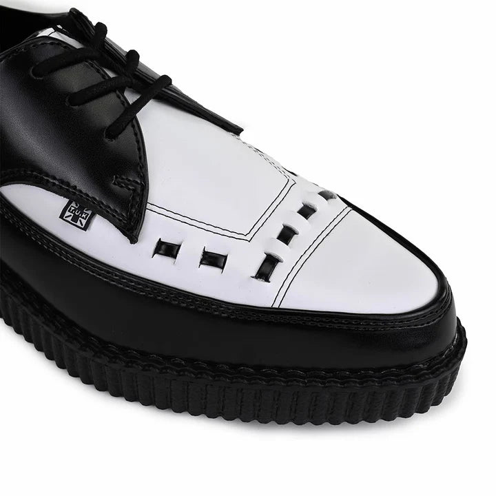 TUK - Creepers basses pointues - Cuir - Noir/blanc