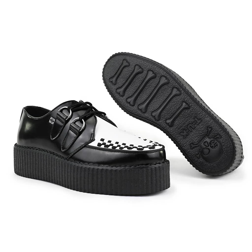 TUK - Creepers à plateforme - Cuir - Noir/blanc