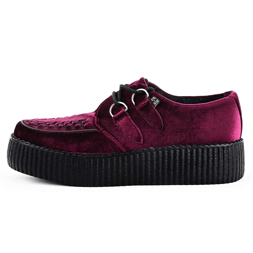 TUK - Creepers à plateforme - Velours - Bordeaux