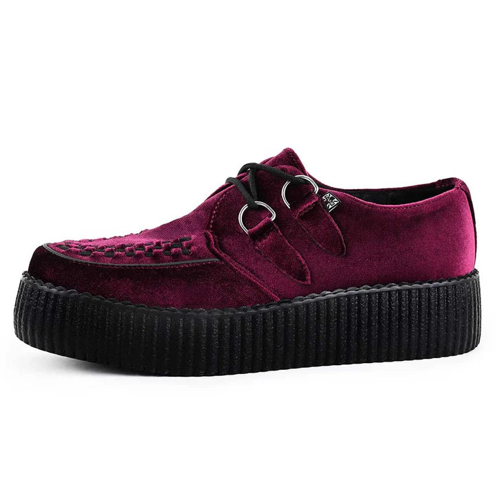 TUK - Creepers à plateforme - Velours - Bordeaux