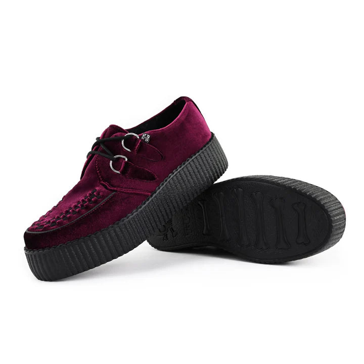 TUK - Creepers à plateforme - Velours - Bordeaux