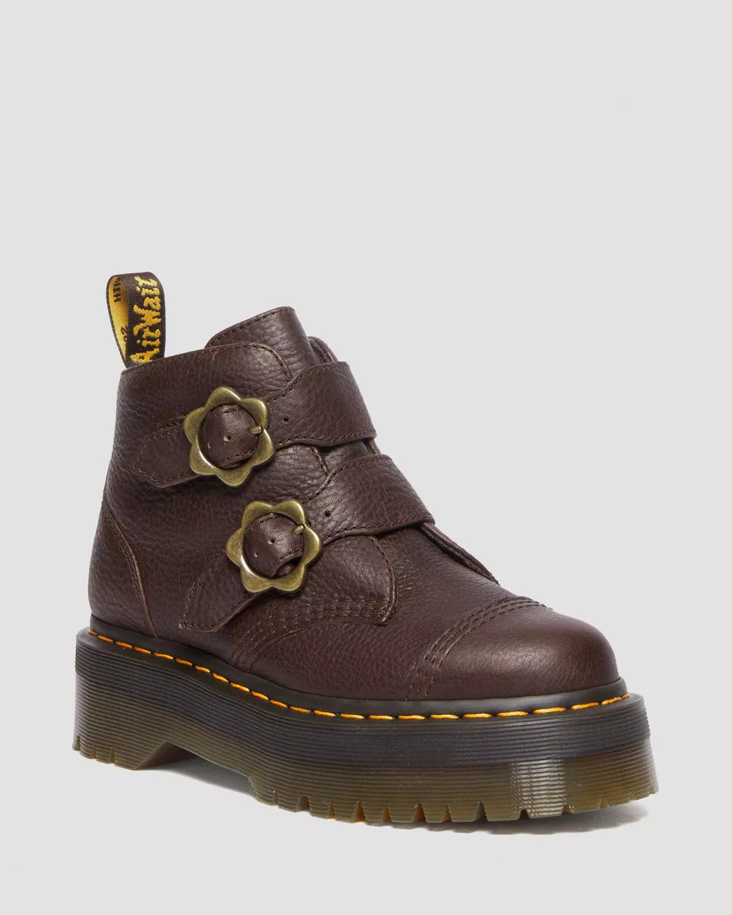 DR. MARTENS - Bottines DEVON FLEUR - Cuir GRIZZLY - Marron