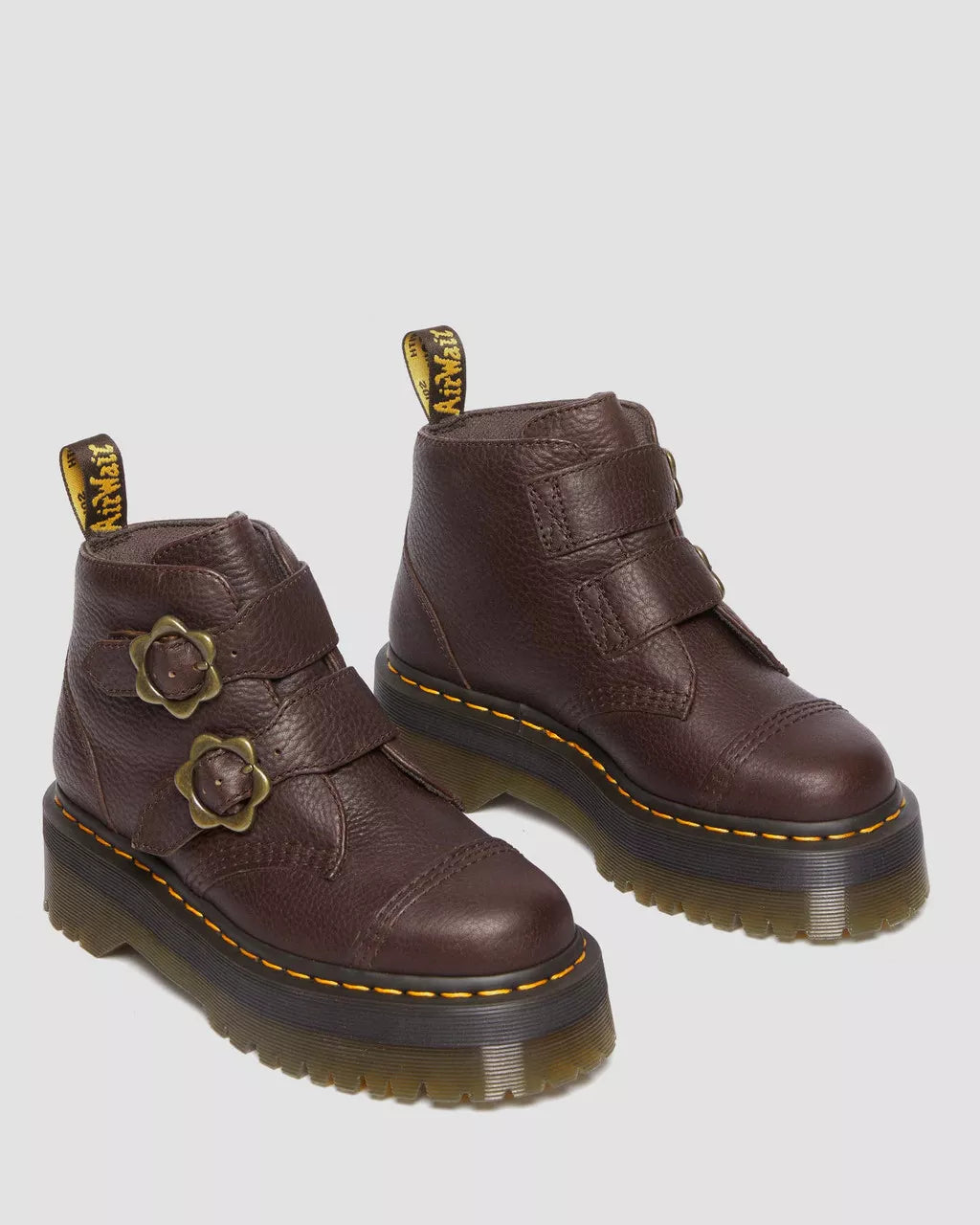 DR. MARTENS - Bottines DEVON FLEUR - Cuir GRIZZLY - Marron