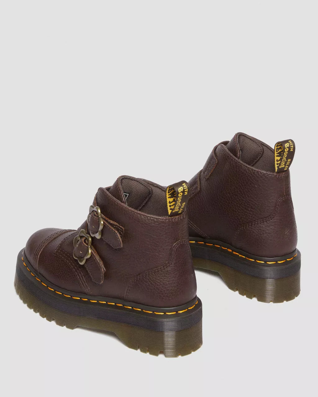 DR. MARTENS - Bottines DEVON FLEUR - Cuir GRIZZLY - Marron