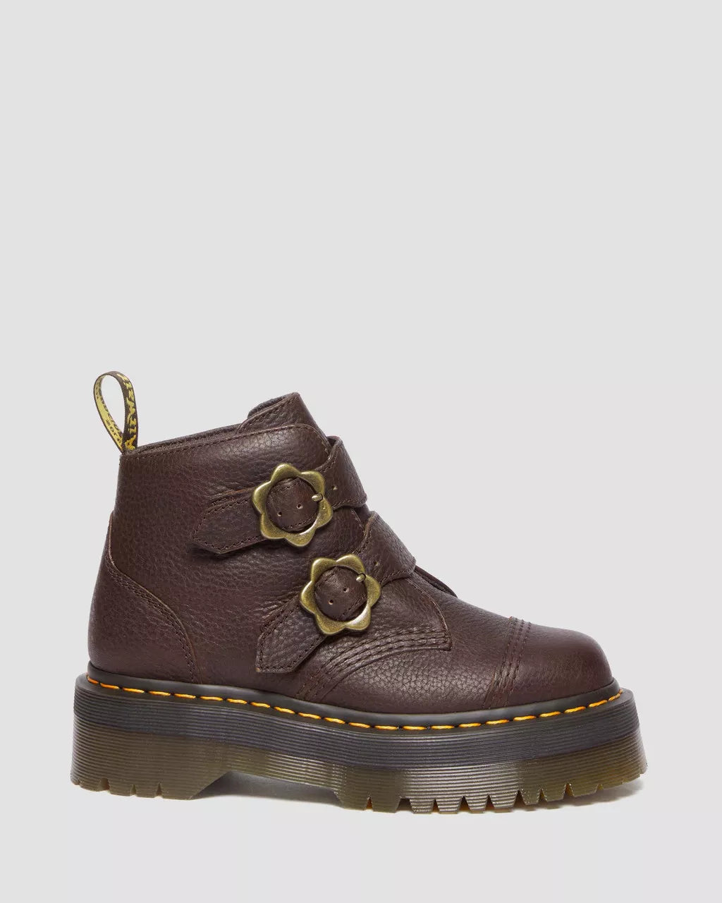 DR. MARTENS - Bottines DEVON FLEUR - Cuir GRIZZLY - Marron