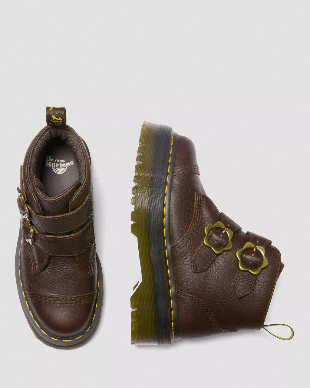 DR. MARTENS - Bottines DEVON FLEUR - Cuir GRIZZLY - Marron