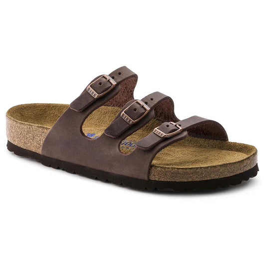 BIRKENSTOCK- Mule FLORIDA - Lit de pied souple - Cuir huilé - Habana