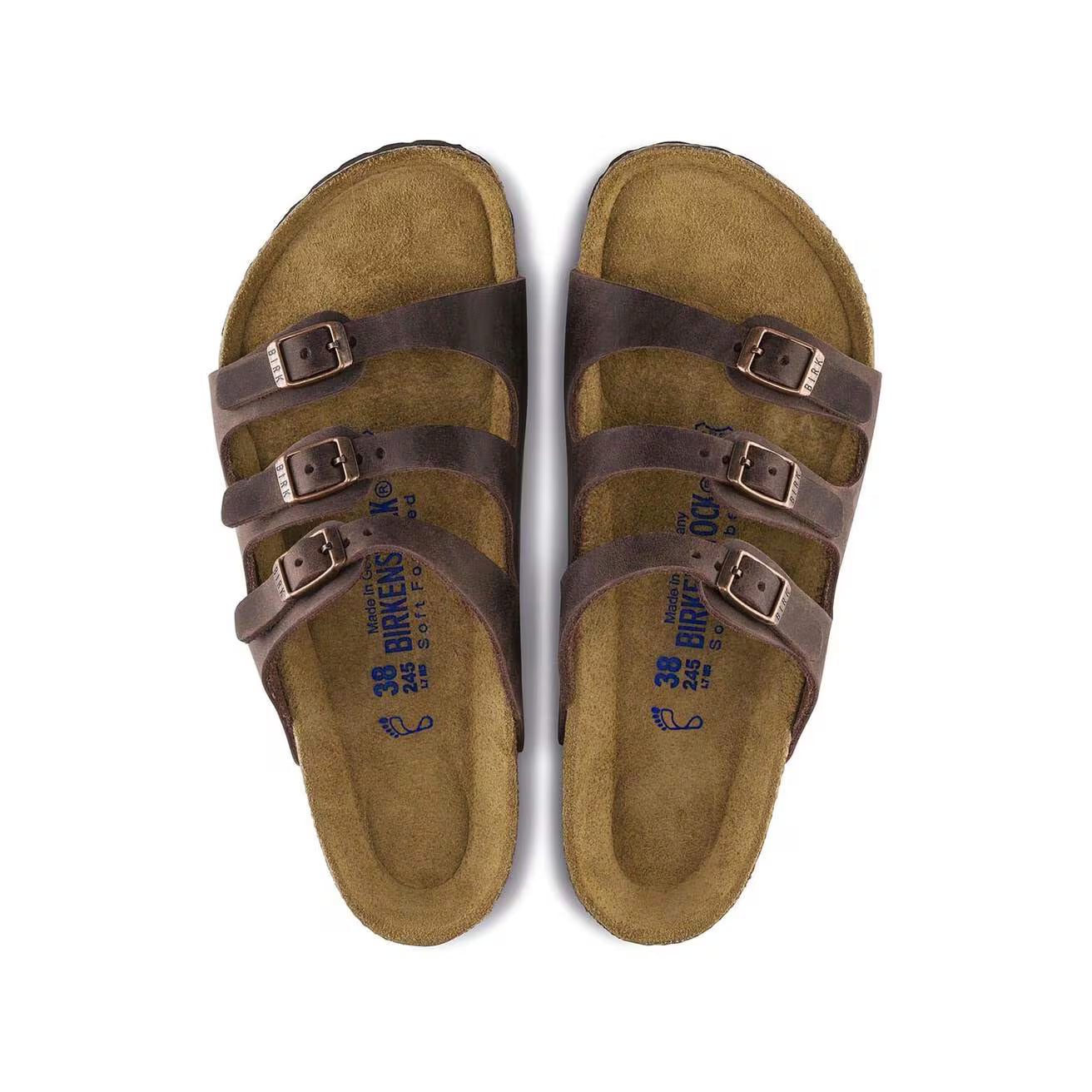 BIRKENSTOCK- Mule FLORIDA - Lit de pied souple - Cuir huilé - Habana