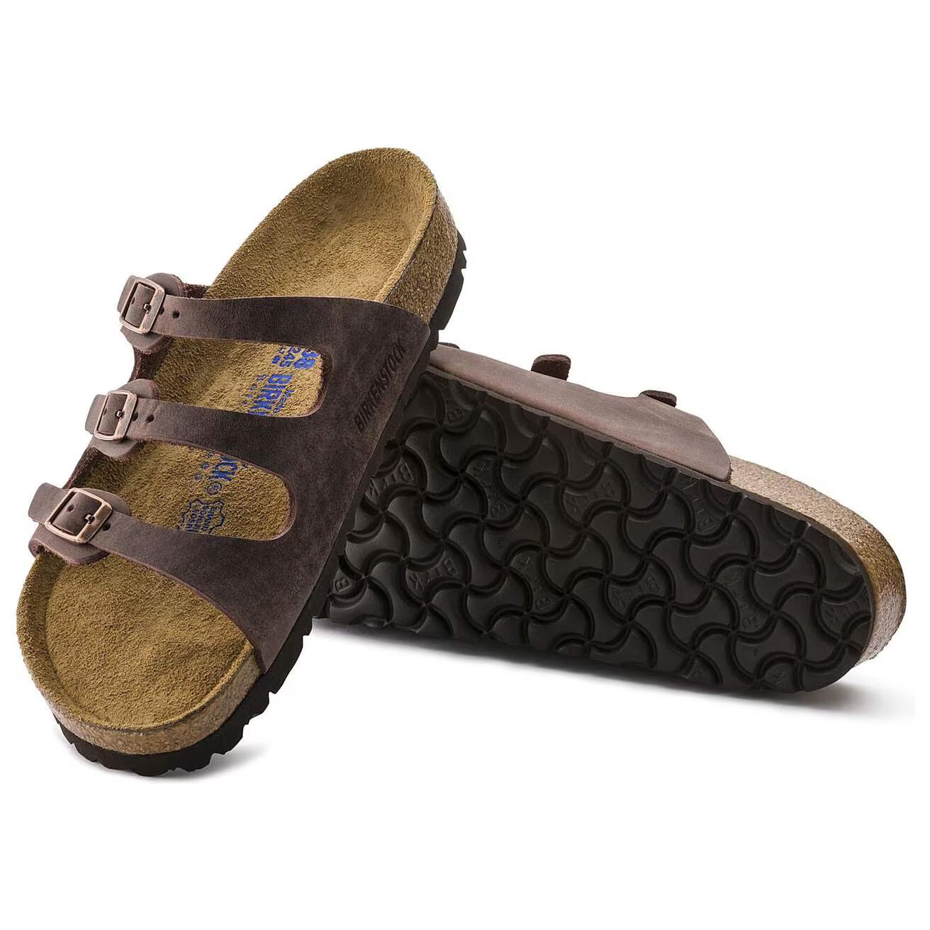 BIRKENSTOCK- Mule FLORIDA - Lit de pied souple - Cuir huilé - Habana