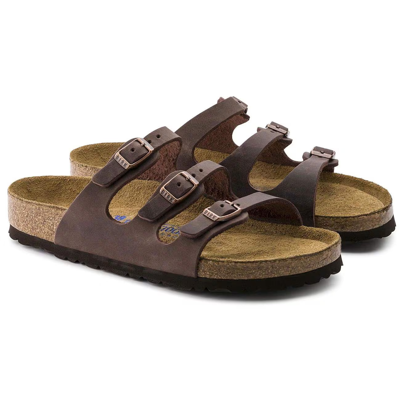 BIRKENSTOCK- Mule FLORIDA - Lit de pied souple - Cuir huilé - Habana