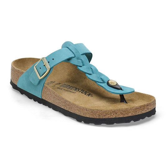 BIRKENSTOCK - Mule GIZEH tressée - Cuir huilé - Turquoise