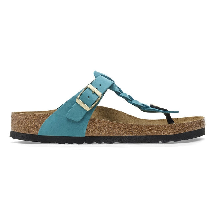 BIRKENSTOCK - Mule GIZEH tressée - Cuir huilé - Turquoise