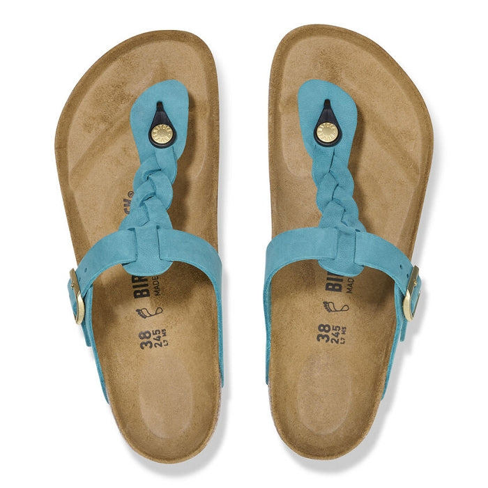 BIRKENSTOCK - Mule GIZEH tressée - Cuir huilé - Turquoise