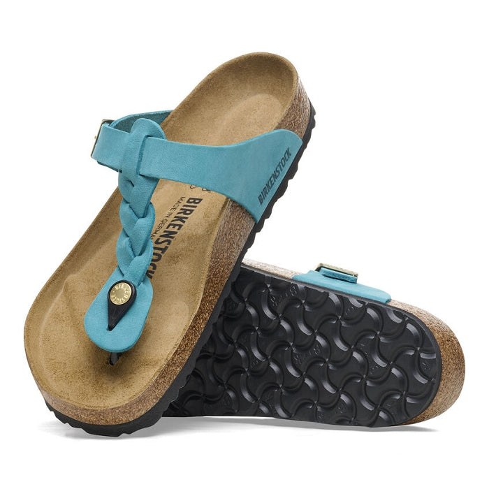 BIRKENSTOCK - Mule GIZEH tressée - Cuir huilé - Turquoise