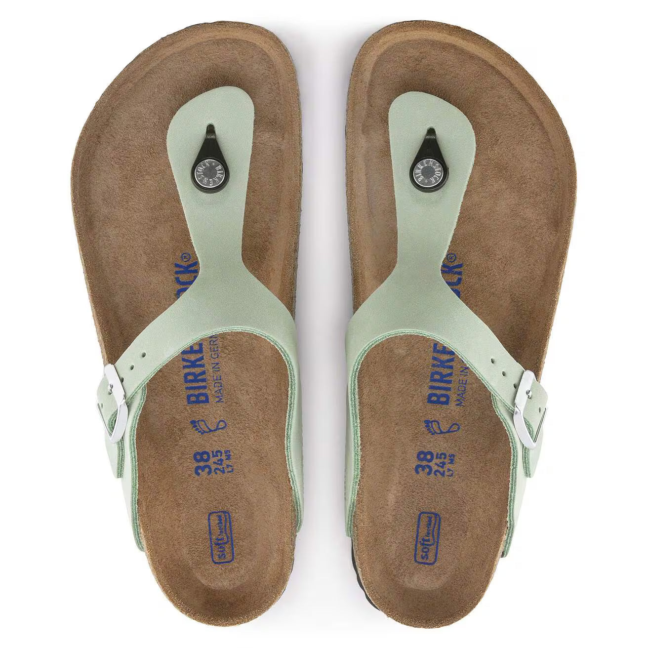 BIRKENSTOCK - Mule GIZEH - Lit de pied souple - Nubuck - Vert matcha