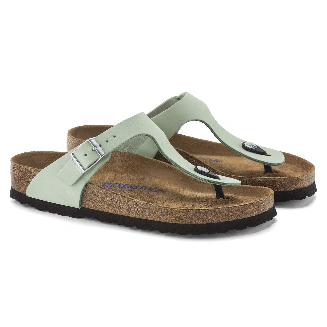 BIRKENSTOCK - Mule GIZEH - Lit de pied souple - Nubuck - Vert matcha