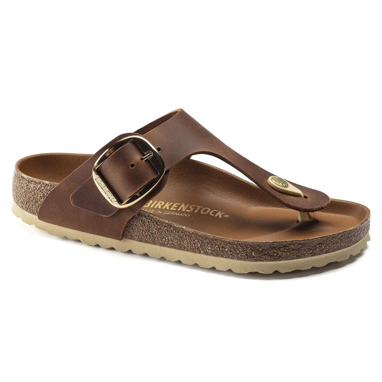 BIRKENSTOCK - Sandale GIZEH - Grosse boucle dorée - Cognac
