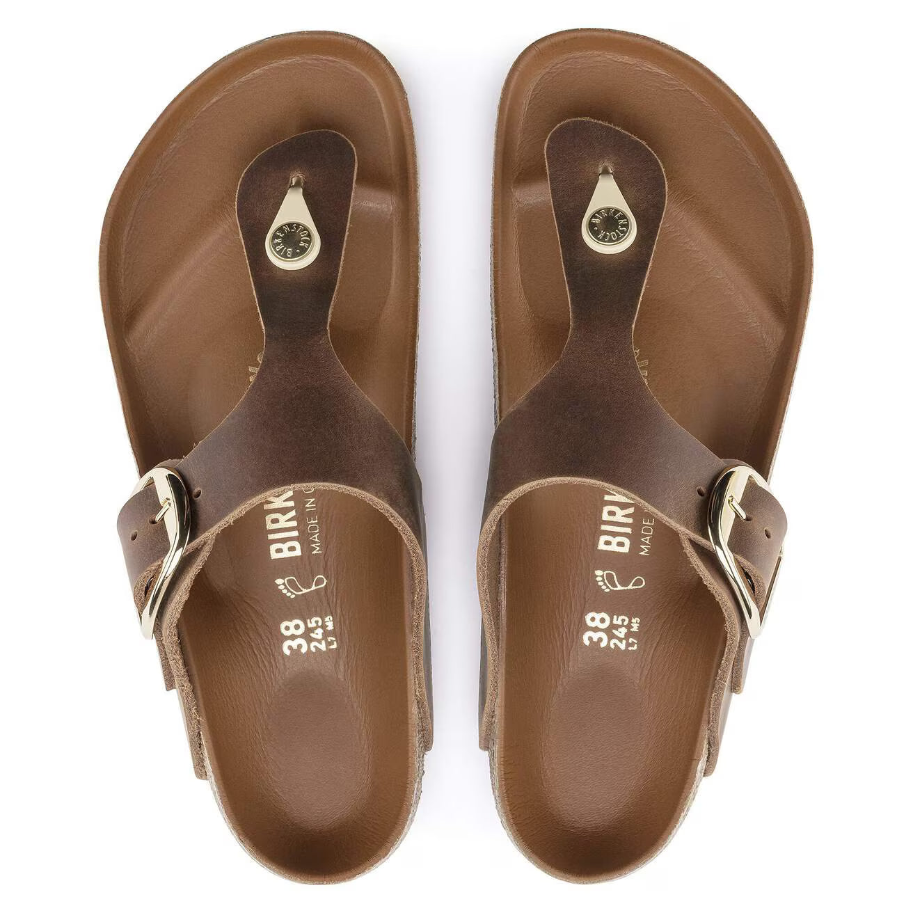 BIRKENSTOCK - Sandale GIZEH - Grosse boucle dorée - Cognac