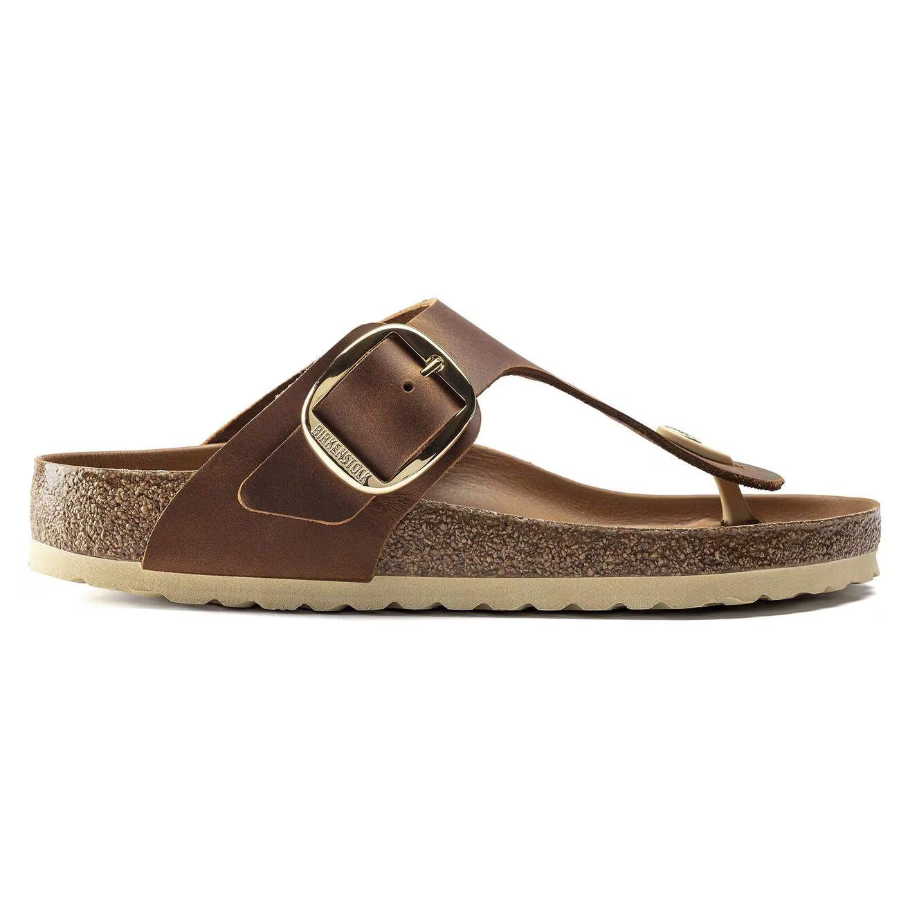 BIRKENSTOCK - Sandale GIZEH - Grosse boucle dorée - Cognac