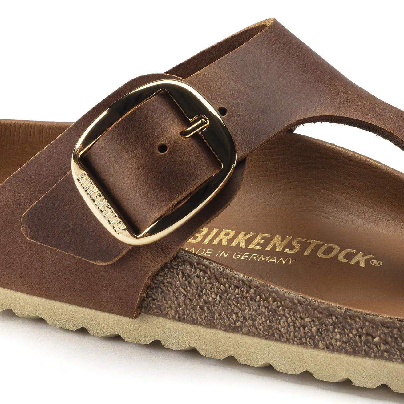 BIRKENSTOCK - Sandale GIZEH - Grosse boucle dorée - Cognac