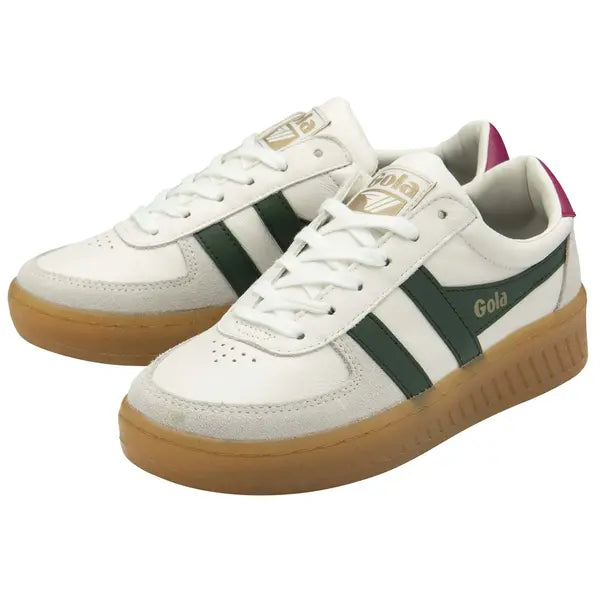 GOLA - Sneakers GRANDSLAM ELITE - Cuir - White / Evergreen / Fuchsia
