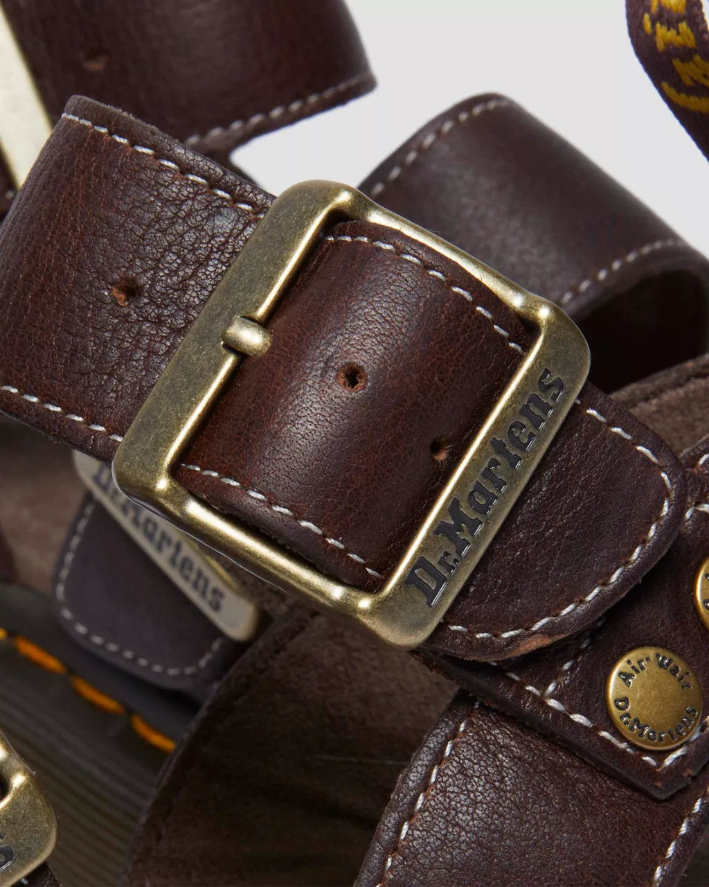 DR. MARTENS - Sandales GRYPHON QUAD - Cuir Grizzly - Marron foncé