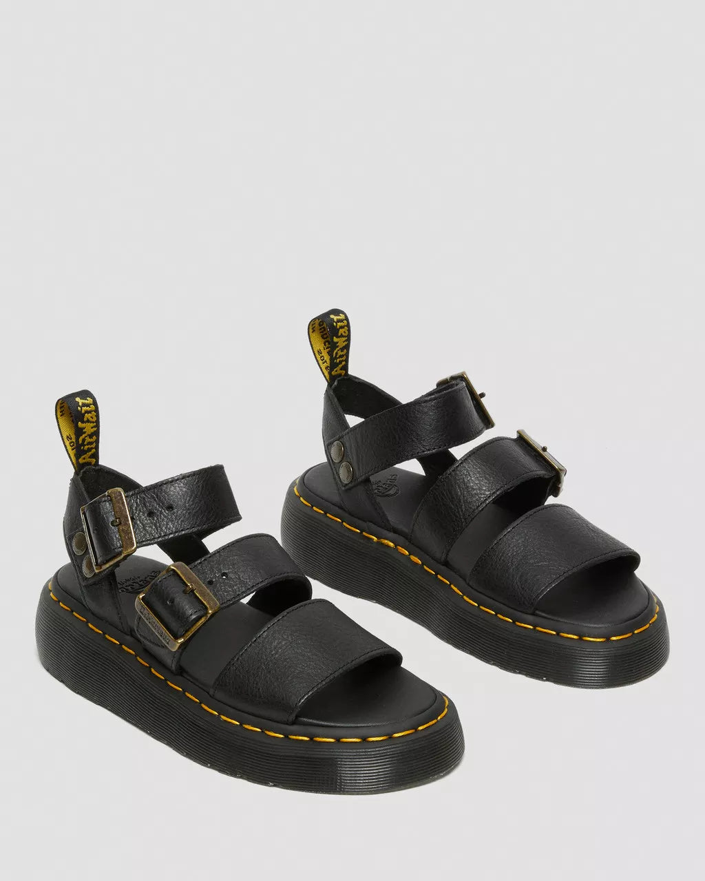 DR. MARTENS - Sandales GRYPHON QUAD - Cuir Pisa - Noir